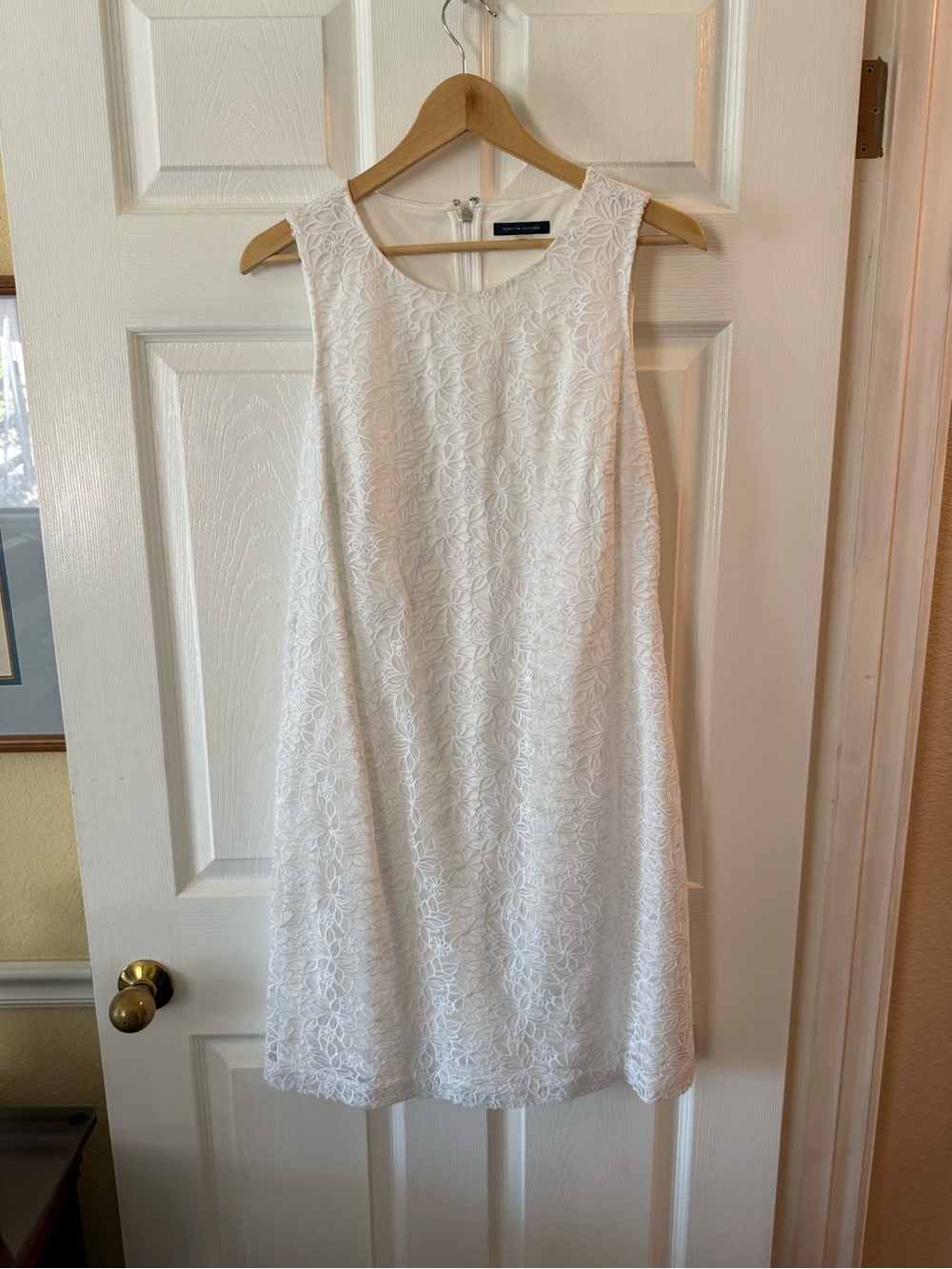 Tommy Hilfiger White Sleeveless Lace A-Line Dress